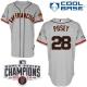 San Francisco Giants #28 Buster Posey Grey W 2014 World Series Champions Patch Stitched MLB Jersey