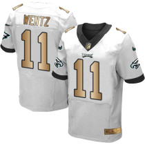 Nike Eagles -11 Carson Wentz White Stitched NFL New Elite Gold Jersey Nike Eagles -11 Carson Wentz White Stitched NFL New Elite Gold Jersey