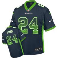 Nike Seattle Seahawks #24 Marshawn Lynch Steel Blue Team Color Men‘s Stitched NFL Elite Drift Fashio