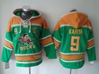 Anaheim Ducks -9 Paul Kariya Green Sawyer Hooded Sweatshirt Stitched NHL Jersey