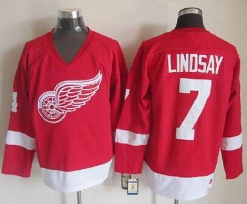 Detroit Red Wings -7 Ted Lindsay Red CCM Throwback Stitched NHL Jersey