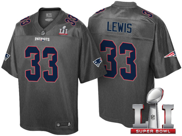 NEW ENGLAND PATRIOTS -33 DION LEWIS GRAY SUPER BOWL LI STRONGHOLD FASHION JERSEY