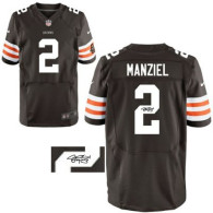 Nike NFL Cleveland Browns -2 Johnny Manziel Brown Men's Elite Autographed Jersey