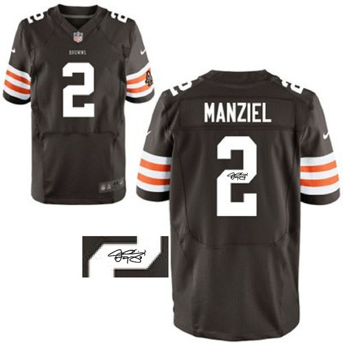 Nike NFL Cleveland Browns -2 Johnny Manziel Brown Men's Elite Autographed Jersey