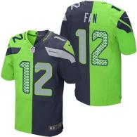 Nike Seahawks -12 Fan Steel Blue Green Stitched NFL Elite Split Jersey