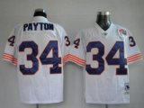 Mitchell and Ness Bears -34 Walter Payton White With Big Number Bear Patch Stitched Throwback NFL Je