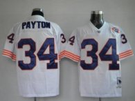 Mitchell and Ness Bears -34 Walter Payton White With Big Number Bear Patch Stitched Throwback NFL Je