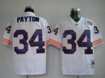 Mitchell and Ness Bears -34 Walter Payton White With Big Number Bear Patch Stitched Throwback NFL Je