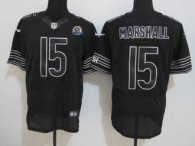 Nike Bears -15 Brandon Marshall Black Shadow With Hall of Fame 50th Patch Stitched NFL Elite Jersey