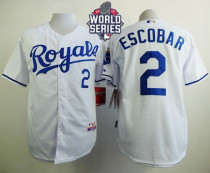 Kansas City Royals -2 Alcides Escobar White Cool Base W 2015 World Series Patch Stitched MLB Jersey Kansas City Royals -2 Alcides Escobar White Cool Base W 2015 World Series Patch Stitched MLB Jersey