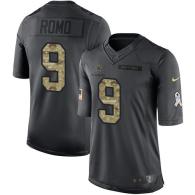 Dallas Cowboys -9 Tony Romo Nike Anthracite 2016 Salute to Service Jersey