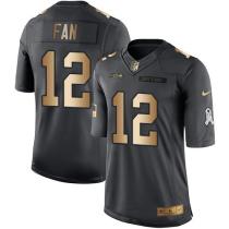 Nike Seahawks -12 Fan Black Stitched NFL Limited Gold Salute To Service Jersey Nike Seahawks -12 Fan Black Stitched NFL Limited Gold Salute To Service Jersey