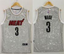 Miami Heat -3 Dwyane Wade Grey City Light Stitched NBA Jersey Miami Heat -3 Dwyane Wade Grey City Light Stitched NBA Jersey