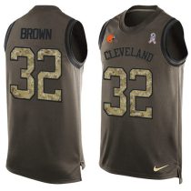 Nike Browns -32 Jim Brown Green Stitched NFL Limited Salute To Service Tank Top Jersey Nike Browns -32 Jim Brown Green Stitched NFL Limited Salute To Service Tank Top Jersey