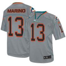 Nike Miami Dolphins #13 Dan Marino Lights Out Grey Men's Stitched NFL Elite Jersey Nike Miami Dolphins #13 Dan Marino Lights Out Grey Men's Stitched NFL Elite Jersey