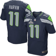 Seattle Seahawks Super Bowl XLVIII #11 Men's Percy Harvin Elite Home Steel Blue Jersey