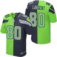 Nike Seahawks -80 Steve Largent Steel Blue Green Stitched NFL Elite Split Jersey