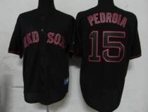 Boston Red Sox #15 Dustin Pedroia Black Fashion Stitched MLB Jersey Boston Red Sox #15 Dustin Pedroia Black Fashion Stitched MLB Jersey