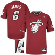 Autographed Miami Heat -6 LeBron James Christmas Day Swingman Red Jersey Autographed Miami Heat -6 LeBron James Christmas Day Swingman Red Jersey