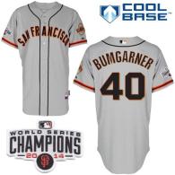 San Francisco Giants #40 Madison Bumgarner Grey Cool Base W 2014 World Series Champions Patch Stitch