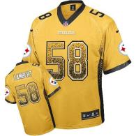 Nike Pittsburgh Steelers #58 Jack Lambert Gold Men's Stitched NFL Elite Drift Fashion Jersey