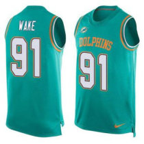 Nike Miami Dolphins -91 Cameron Wake Aqua Green Team Color Stitched NFL Limited Tank Top Jersey Nike Miami Dolphins -91 Cameron Wake Aqua Green Team Color Stitched NFL Limited Tank Top Jersey