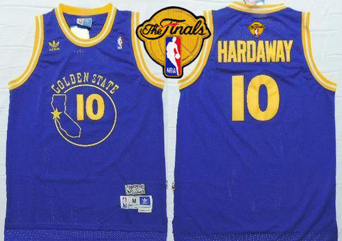 Golden State Warriors -10 Tim Hardaway Blue New Throwback The Finals Patch Stitched NBA Jersey