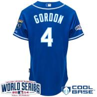 Kansas City Royals -4 Alex Gordon Blue Alternate 2 Cool Base W 2014 World Series Patch Stitched MLB