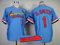 Autographed MLB St Louis Cardinals #1 Ozzie Smith Blue Stitched Jersey Autographed MLB St Louis Cardinals #1 Ozzie Smith Blue Stitched Jersey