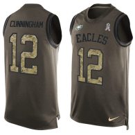 Nike Eagles -12 Randall Cunningham Green Stitched NFL Limited Salute To Service Tank Top Jersey
