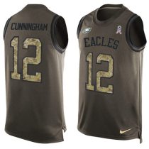 Nike Eagles -12 Randall Cunningham Green Stitched NFL Limited Salute To Service Tank Top Jersey Nike Eagles -12 Randall Cunningham Green Stitched NFL Limited Salute To Service Tank Top Jersey