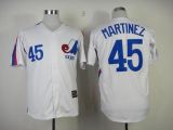 Mitchell And Ness Expos -45 Pedro Martinez White Throwback Stitched MLB Jersey