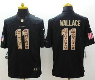 Nike Miami Dolphins -11 Mike Wallace Black NFL Limited Salute to Service Jersey