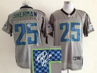 Nike Seattle Seahawks #25 Richard Sherman Elite Grey Shadow Men‘s Stitched NFL Autographed Jersey