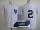 New York Yankees -2 Derek Jeter White Autographed Stitched MLB Jersey