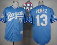 Kansas City Royals -13 Salvador Perez Light Blue 1985 Turn Back The Clock W 2015 World Series Patch