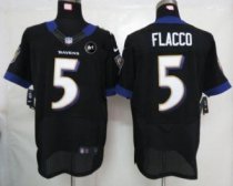 Nike Ravens -5 Joe Flacco Black Alternate With Art Patch Stitched NFL Elite Jersey Nike Ravens -5 Joe Flacco Black Alternate With Art Patch Stitched NFL Elite Jersey
