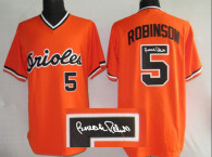 Autographed MLB Baltimore Orioles #5 Brooks Robinson Orange Cool Base Baseball Jersey