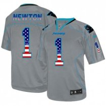 Nike Panthers -1 Cam Newton Lights Out Grey Stitched NFL Elite USA Flag Fashion Jersey Nike Panthers -1 Cam Newton Lights Out Grey Stitched NFL Elite USA Flag Fashion Jersey