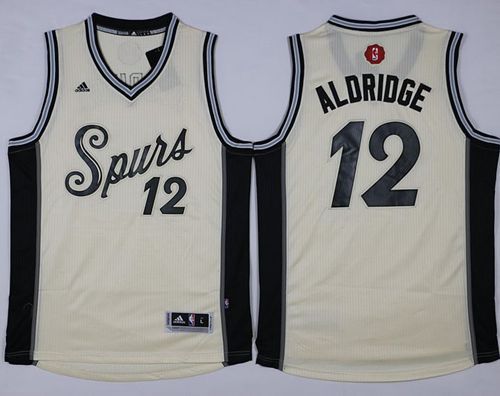 San Antonio Spurs -12 LaMarcus Aldridge Cream 2015-2016 Christmas Day Stitched NBA Jersey
