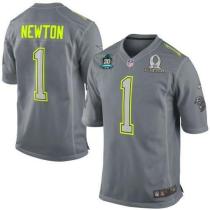 Nike Panthers -1 Cam Newton Grey Pro Bowl With 20TH Season Patch Men's Stitched NFL Elite Team Sande Nike Panthers -1 Cam Newton Grey Pro Bowl With 20TH Season Patch Men's Stitched NFL Elite Team Sande