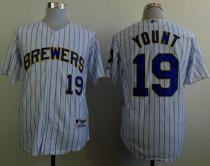 Milwaukee Brewers -19 Robin Yount White Blue Strip Stitched MLB Jersey Milwaukee Brewers -19 Robin Yount White Blue Strip Stitched MLB Jersey