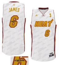 Autographed Miami Heat -6 LeBron James Trophy Banner Fashion Swingman White Jersey Autographed Miami Heat -6 LeBron James Trophy Banner Fashion Swingman White Jersey