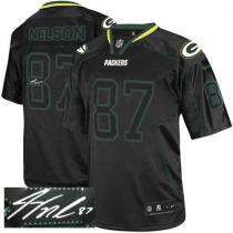 Nike Green Bay Packers #87 Jordy Nelson Lights Out Black Men's Stitched NFL Elite Autographed Jersey