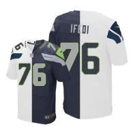 Nike Seahawks -76 Germain Ifedi White Steel Blue Stitched NFL Elite Split Jersey