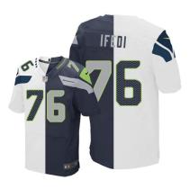 Nike Seahawks -76 Germain Ifedi White Steel Blue Stitched NFL Elite Split Jersey Nike Seahawks -76 Germain Ifedi White Steel Blue Stitched NFL Elite Split Jersey