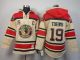 Chicago Blackhawks -19 Jonathan Toews Cream Sawyer Hooded Sweatshirt Stitched NHL Jersey