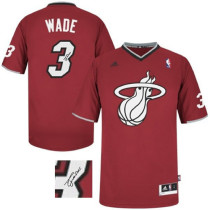 Autographed Miami Heat -3 Dwyane Wade Christmas Day Swingman Red Jersey Autographed Miami Heat -3 Dwyane Wade Christmas Day Swingman Red Jersey