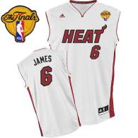 Miami Heat Finals Patch -6 LeBron James White Stitched NBA Jersey