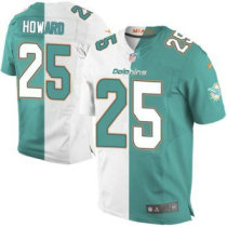 Nike Dolphins -25 Xavien Howard Aqua Green White Stitched NFL Elite Split Jersey Nike Dolphins -25 Xavien Howard Aqua Green White Stitched NFL Elite Split Jersey